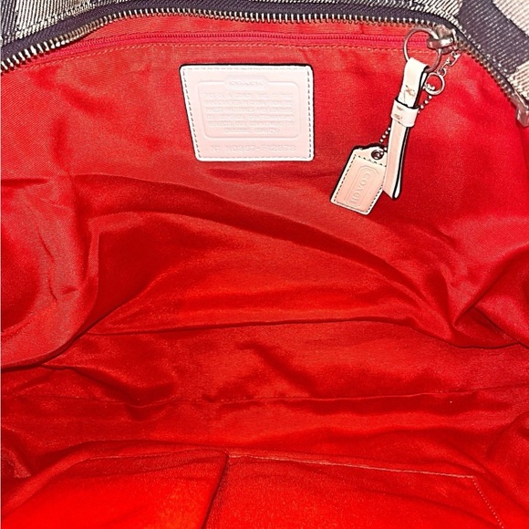 Vintage COACH  Signature Tote Bag/Shoulder Bag -Blue Denim Canvas Leather - Picture 9 of 10